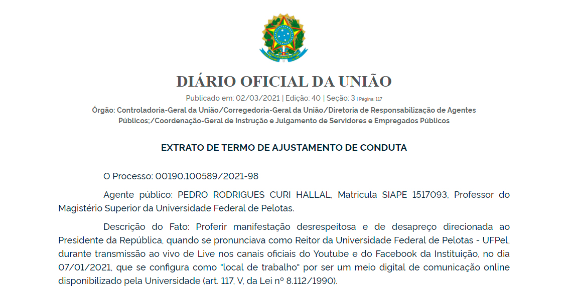 “Vou continuar emitindo sempre minha opinião científica”, diz professor processado pela CGU 6 dou pedro hallal