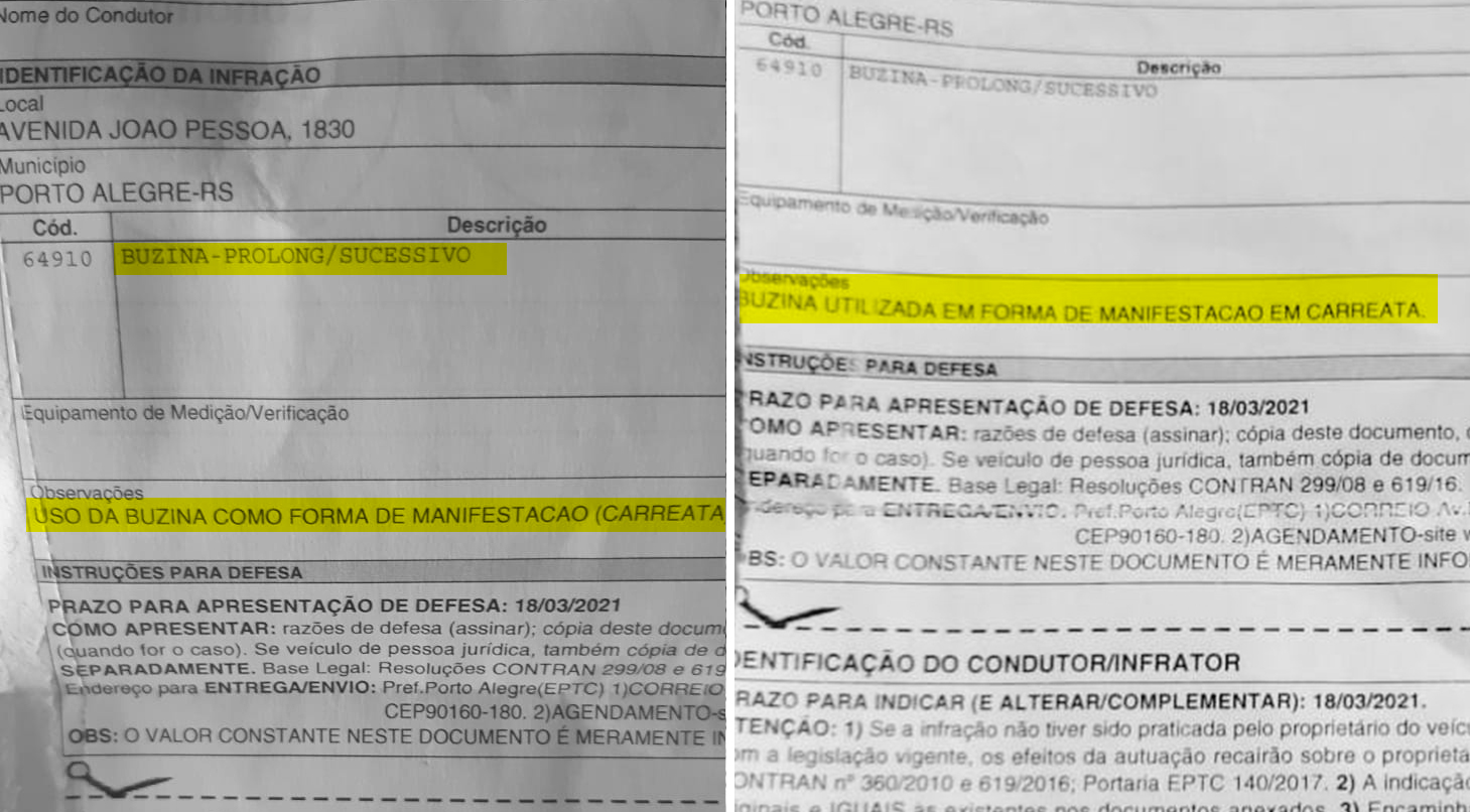 Motoristas que protestaram contra Bolsonaro foram multados em até R$ 6 mil 16 multas