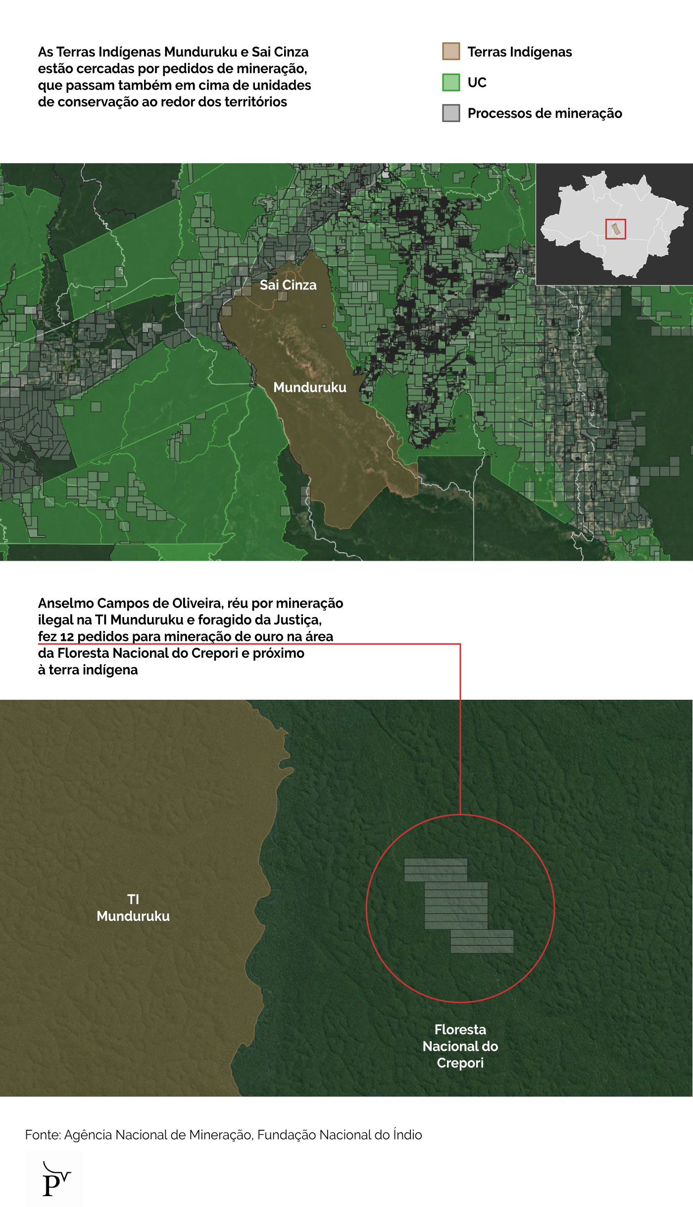 Acusados de garimpo ilegal em terra Munduruku pedem ao governo mineração no entorno da TI 34 mapa processos 1 acusados de garimpo ilegal em terra munduruku pedem ao governo mineracao no entorno da ti