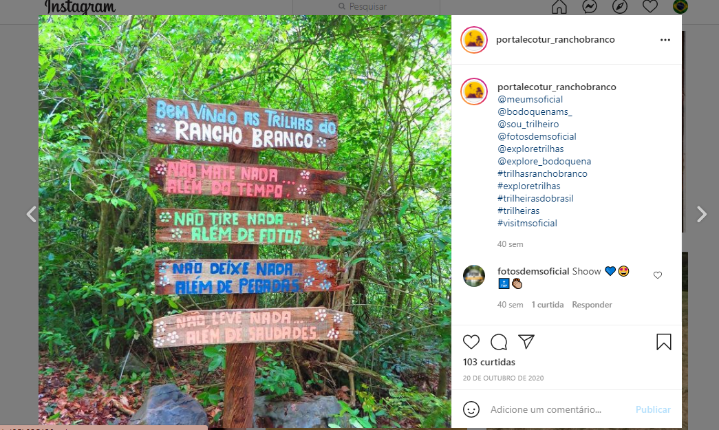 Caçadores ilegais: brasileiros compartilham dicas de caça e venda de armas no Facebook 16 Print de postagem de instagram do perfil portal Ecotur Rancho Branco