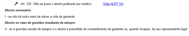 Juíza nega aborto legal para menina vítima de estupro e teria exposto sentença no WhatsApp 30 Print do Código Penal Brasileiro acerca da legalização do aborto