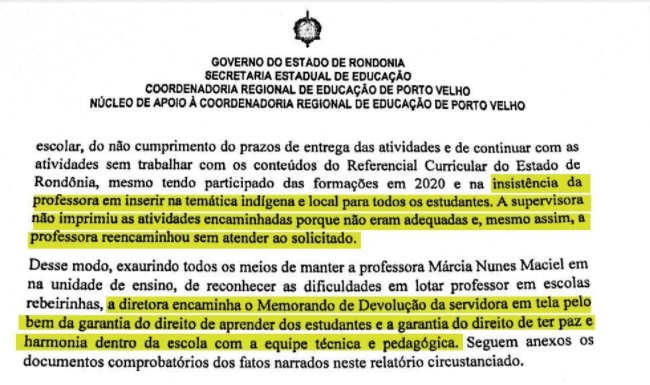 Professora é removida de escola pública por “insistir na temática indígena” 44 Professora é removida de escola pública por “insistir na temática indígena”