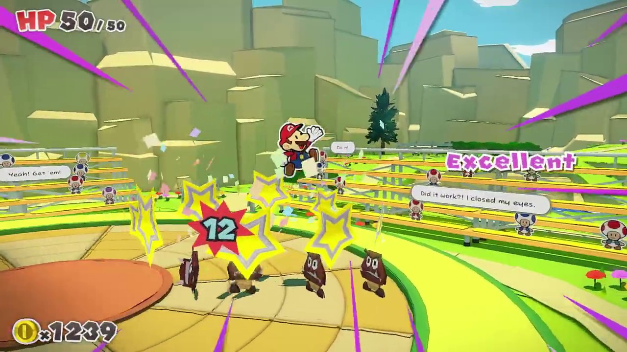 Paper Mario: The Origami King - English battle gameplay - YouTube
