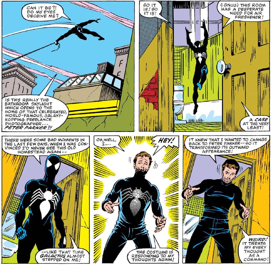 Traje preto transformador do Homem-Aranha em THE AMAZING SPIDER-MAN (1963) #252.