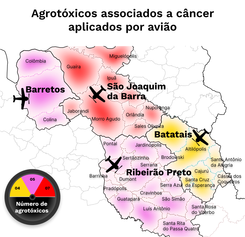 Mapa Regioes 1 Agrotoxicos cancerigenos sao lancados de aviao sobre regioes ricas de Sao Paulo